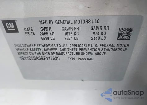 2016 Chevrolet Malibu Limited Lt from USA, damaged, VIN 1G11C5SA6GF117628